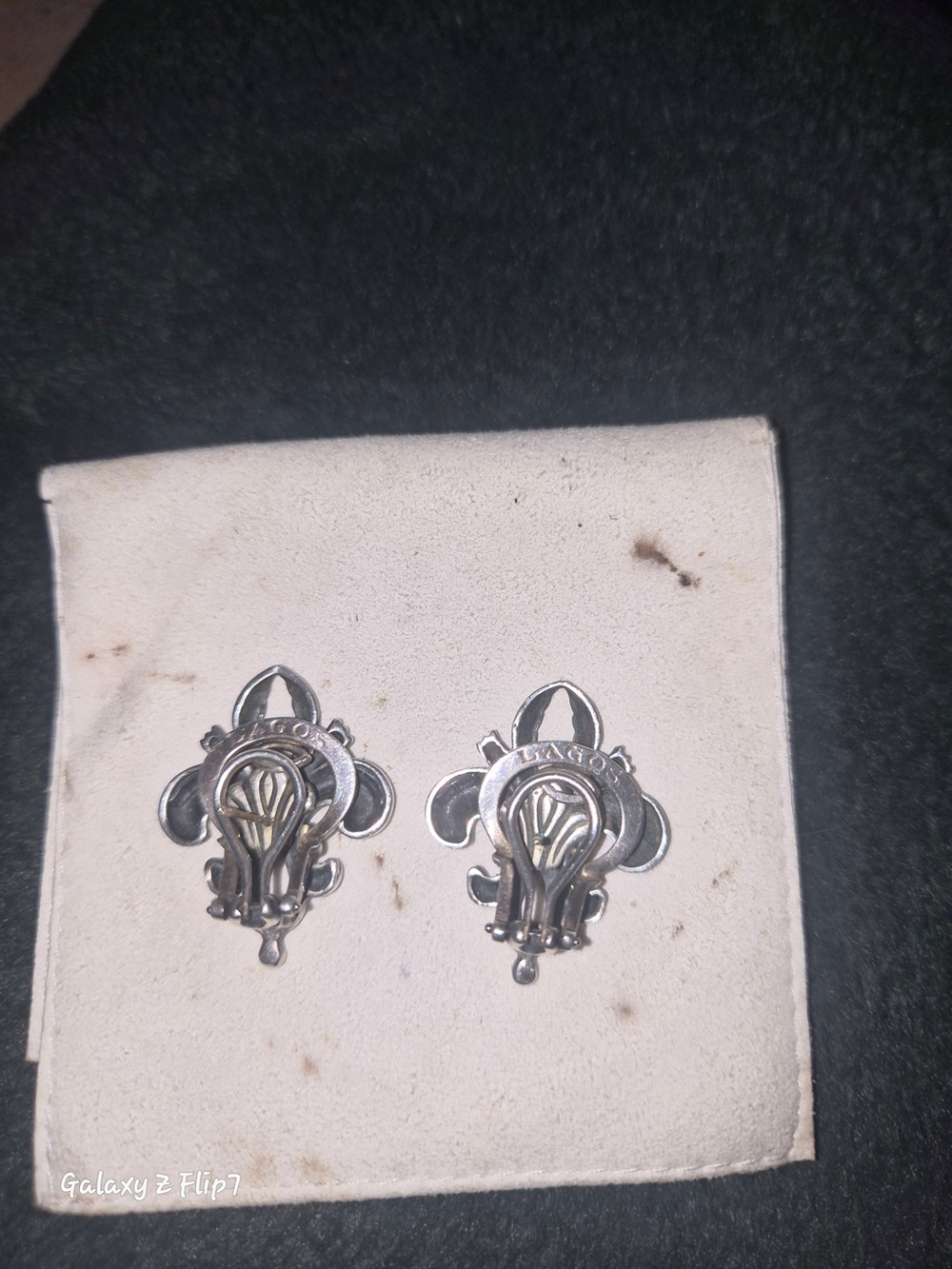 LAGOS Silver Fleur-de-Lis Clip Earrings